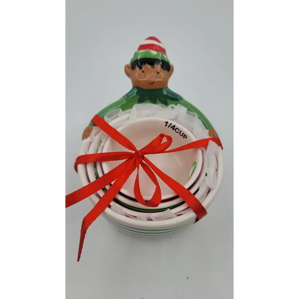 Walmart‎ Holiday Time Christmas Elf Ceramic Measuring Cups Set